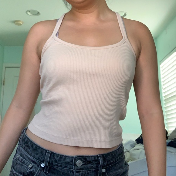 Zara Tan Knit Ribbed Racerback Tank Top - Picture 2 of 9